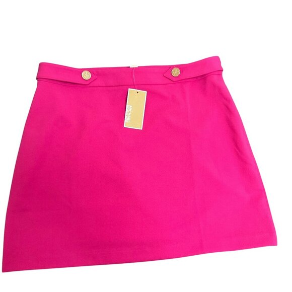 Michael Kors Women's Hot Pink gold MK buttons Mini Skirt Size: Large (NE… - Picture 1 of 9